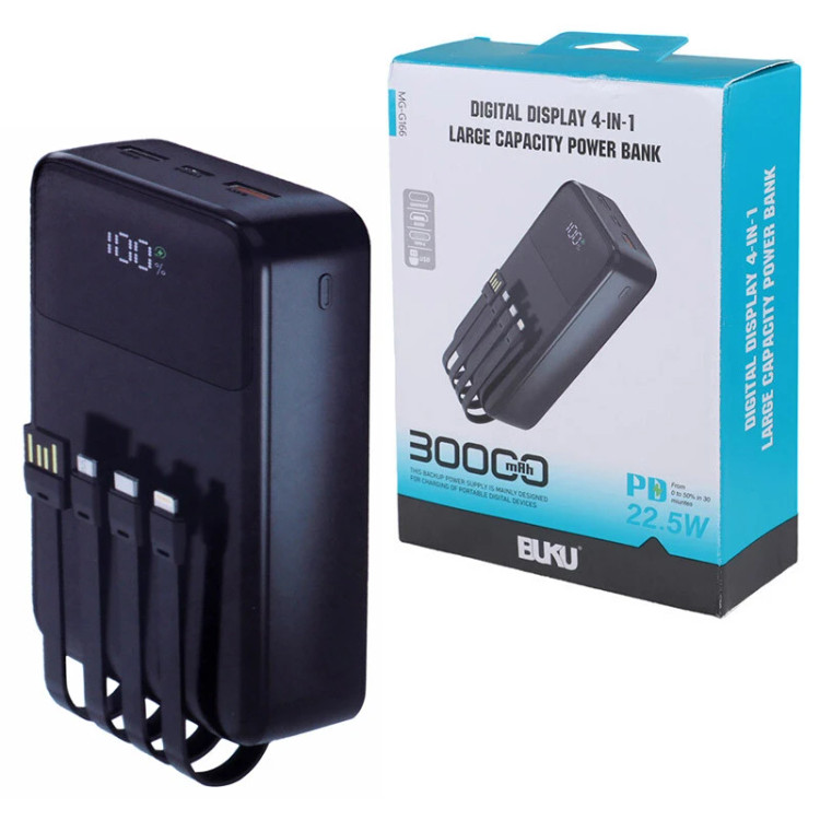 پاوربانک 30000 mAh برند BUKU مدل MG-G166