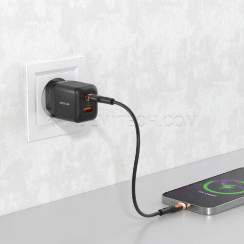 کلگی شارژر گرین لاین مدل GREEN LION GNWPQEUCTCBK PD 20W+به همراه کابل تایپ سی