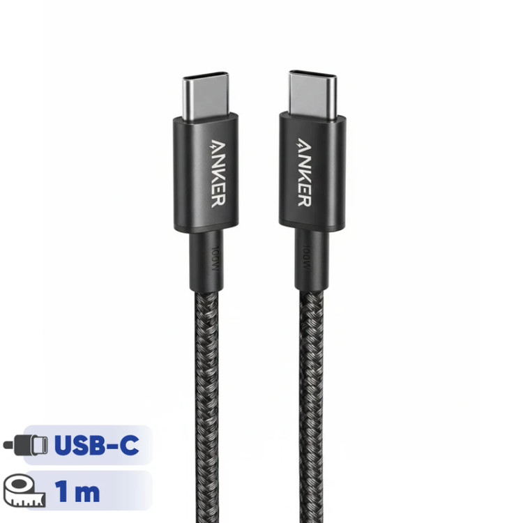 کابل شارژ دو سر تایپ سی انکر مدل ANKER A8756H11 100W TYPE-C PD مشکی طول 1 متر (( اورجینال ))