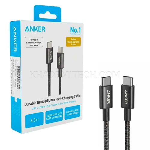کابل شارژ دو سر تایپ سی انکر مدل ANKER A8756H11 100W TYPE-C PD مشکی طول 1 متر (( اورجینال ))