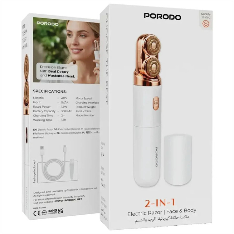 شیور زنانه پرودو مدل PORODO PDLFSTS33WH RAZOR 2-In-1