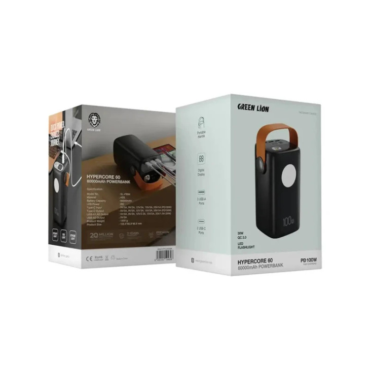 پاوربانک 100 وات گرین لاین مدل Hyper Core ظرفیت 60000 میلیآمپرساعت