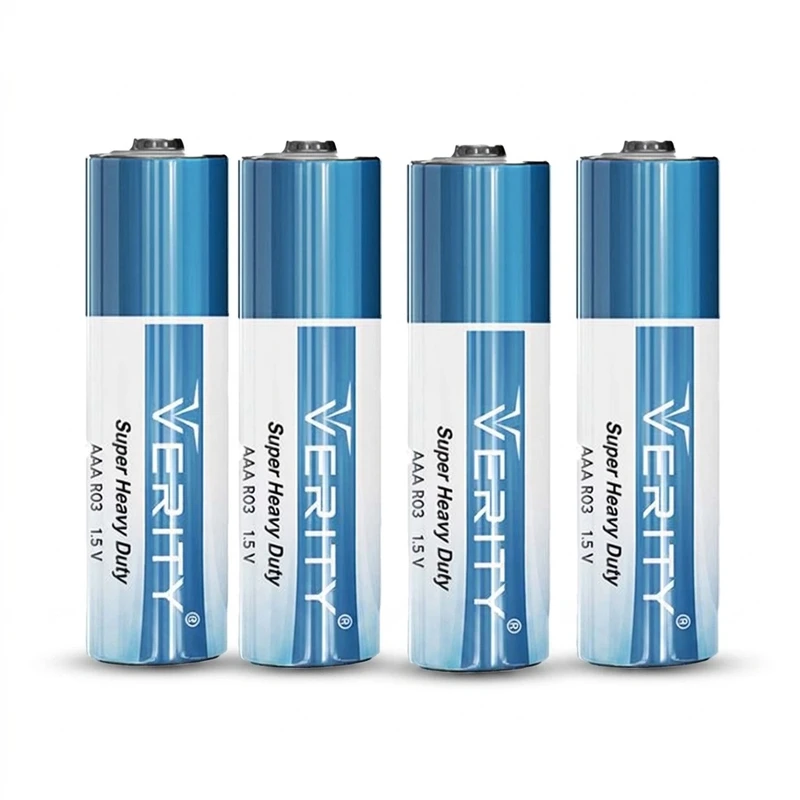 باتری نیم‌قلمی وریتی مدل Super Heavy Duty بسته 4 عددی، با تکنولوژی نیکل-کادمیوم، ولتاژ 1.5 ولت و ماندگاری طولانی